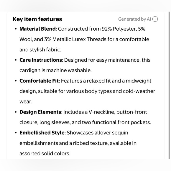 Time and Tru Sequin Cardigan Sweater Gray Ribbed Knit XS Holiday Shimmer Sparkle - Picture 11 of 12